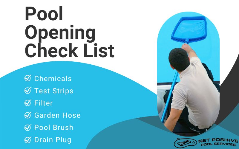 Infographic for Net Positive Pools about pool opening supplies
