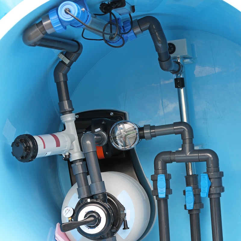 Swimming pool water plumbing fittings and utilities