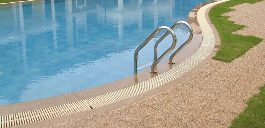 Beautiful view of swimming pool with blue water