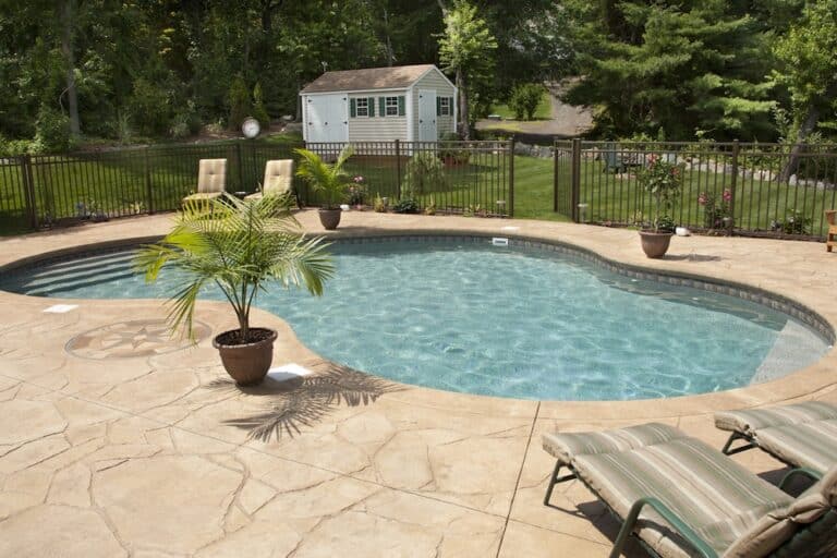 Resort-like backyard salt water swimming pool